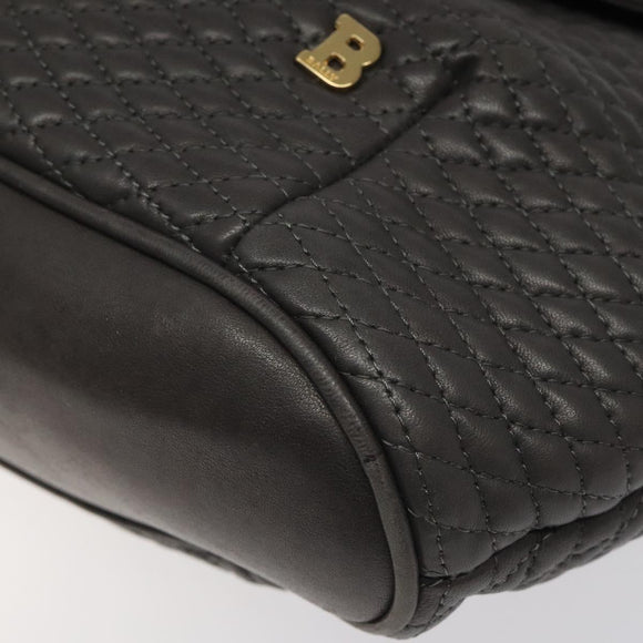 BALLY Hand Bag Leather Gray Gold Auth 116073