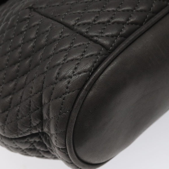 BALLY Hand Bag Leather Gray Gold Auth 116073