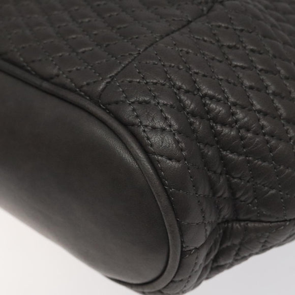 BALLY Hand Bag Leather Gray Gold Auth 116073