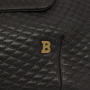 BALLY Hand Bag Leather Gray Gold Auth 116073-15