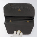 BALLY Hand Bag Leather Gray Gold Auth 116073-10