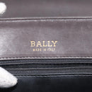 BALLY Hand Bag Leather Gray Gold Auth 116073-17