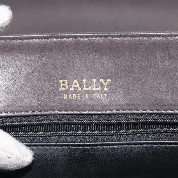 BALLY Hand Bag Leather Gray Gold Auth 116073