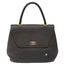 BALLY Hand Bag Leather Gray Gold Auth 116073-2