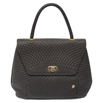 BALLY Hand Bag Leather Gray Gold Auth 116073 - 0