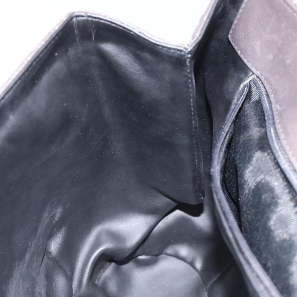 BALLY Hand Bag Leather Gray Gold Auth 116073