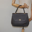BALLY Hand Bag Leather Gray Gold Auth 116073-22