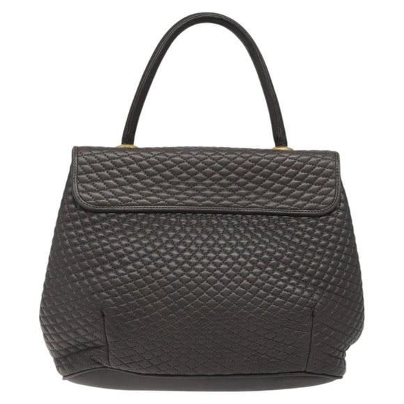 BALLY Hand Bag Leather Gray Gold Auth 116073