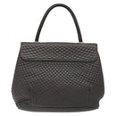 BALLY Hand Bag Leather Gray Gold Auth 116073-2
