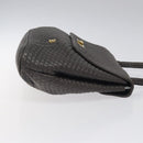 BALLY Hand Bag Leather Gray Gold Auth 116073-4