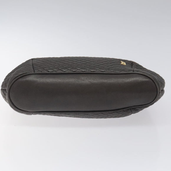 BALLY Hand Bag Leather Gray Gold Auth 116073