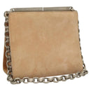 BOTTEGA VENETA Chain Shoulder Bag Suede Beige Silver Auth 116077-1