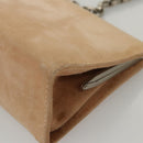 BOTTEGA VENETA Chain Shoulder Bag Suede Beige Silver Auth 116077-11