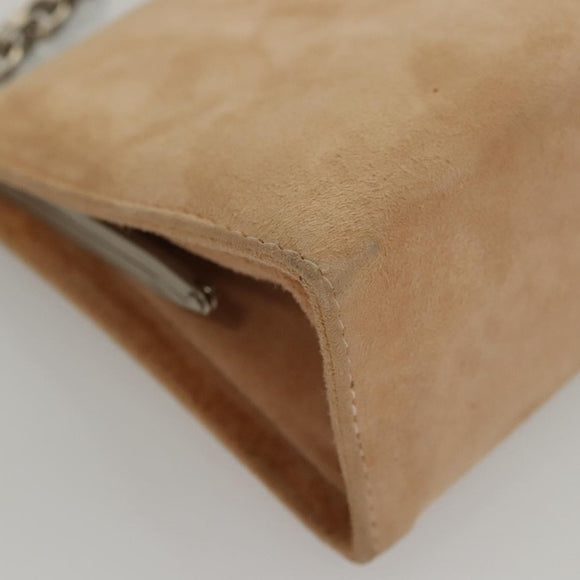 BOTTEGA VENETA Chain Shoulder Bag Suede Beige Silver Auth 116077