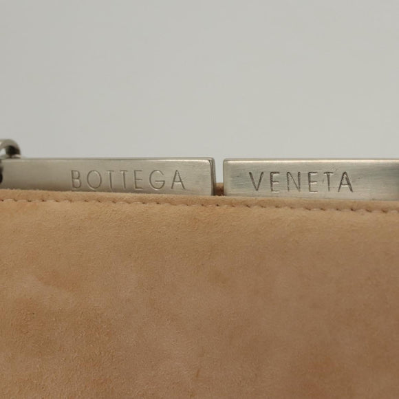 BOTTEGA VENETA Chain Shoulder Bag Suede Beige Silver Auth 116077