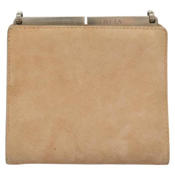 BOTTEGA VENETA Chain Shoulder Bag Suede Beige Silver Auth 116077