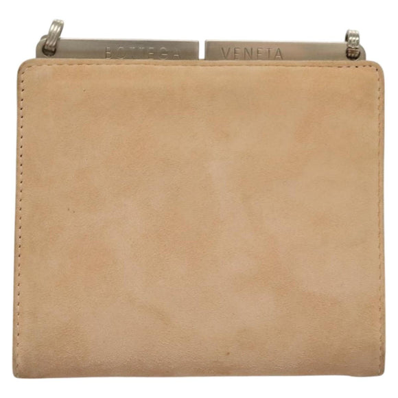 BOTTEGA VENETA Chain Shoulder Bag Suede Beige Silver Auth 116077