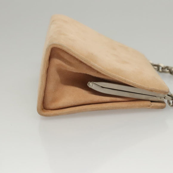 BOTTEGA VENETA Chain Shoulder Bag Suede Beige Silver Auth 116077