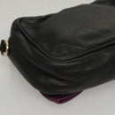 PRADA ribbon Shoulder Bag Leather Purple Gold Auth 116078-10