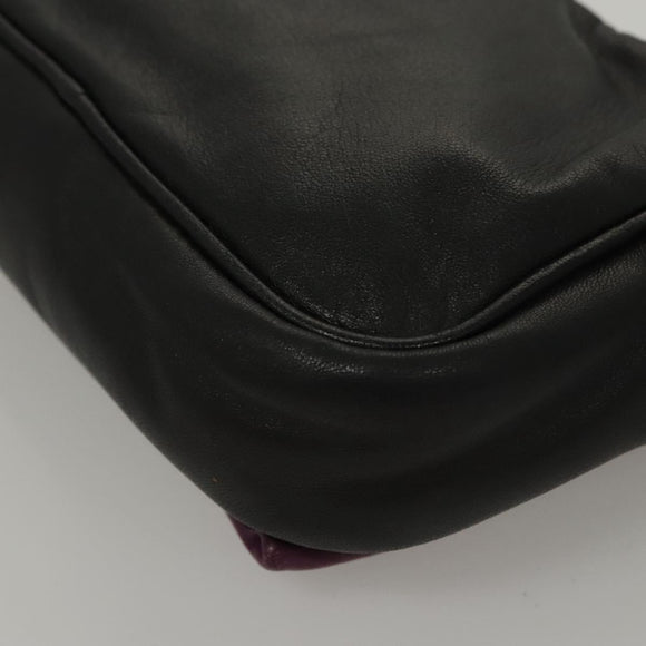 PRADA ribbon Shoulder Bag Leather Purple Gold Auth 116078