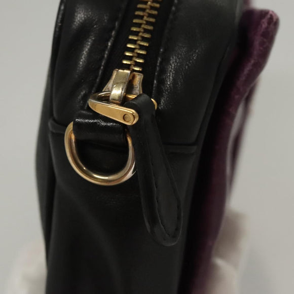 PRADA ribbon Shoulder Bag Leather Purple Gold Auth 116078