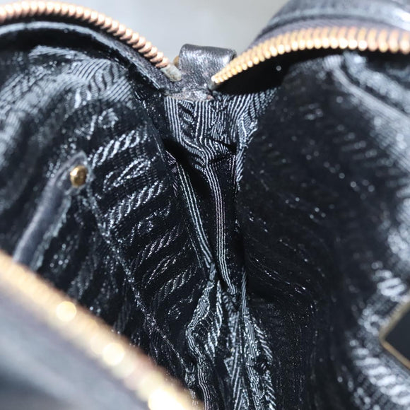 PRADA ribbon Shoulder Bag Leather Purple Gold Auth 116078