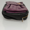PRADA ribbon Shoulder Bag Leather Purple Gold Auth 116078-4