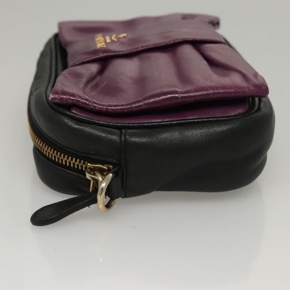 PRADA ribbon Shoulder Bag Leather Purple Gold Auth 116078