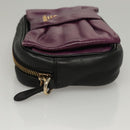 PRADA ribbon Shoulder Bag Leather Purple Gold Auth 116078-4