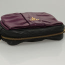 PRADA ribbon Shoulder Bag Leather Purple Gold Auth 116078-5