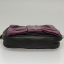 PRADA ribbon Shoulder Bag Leather Purple Gold Auth 116078-7