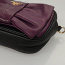 PRADA ribbon Shoulder Bag Leather Purple Gold Auth 116078-9