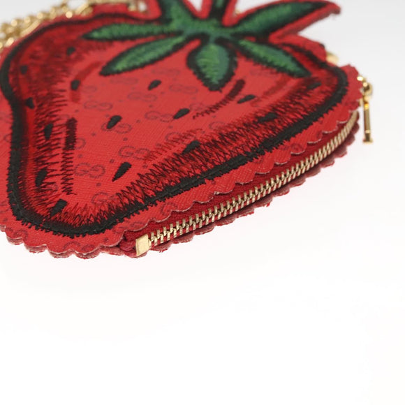 GUCCI Micro GG Supreme Chain Pouch Shoulder Bag PVC Red 576495 Auth 116081V