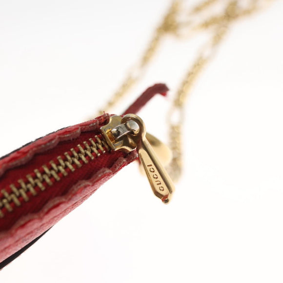 GUCCI Micro GG Supreme Chain Pouch Shoulder Bag PVC Red 576495 Auth 116081V