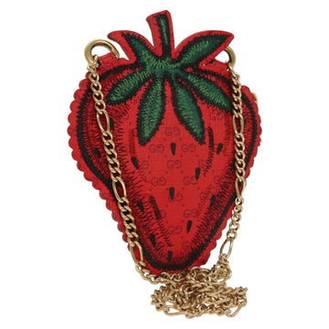 GUCCI Micro GG Supreme Chain Pouch Shoulder Bag PVC Red 576495 Auth 116081V