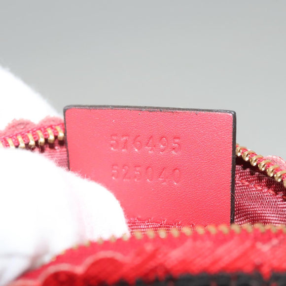 GUCCI Micro GG Supreme Chain Pouch Shoulder Bag PVC Red 576495 Auth 116081V