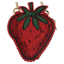 GUCCI Micro GG Supreme Chain Pouch Shoulder Bag PVC Red 576495 Auth 116081V-13