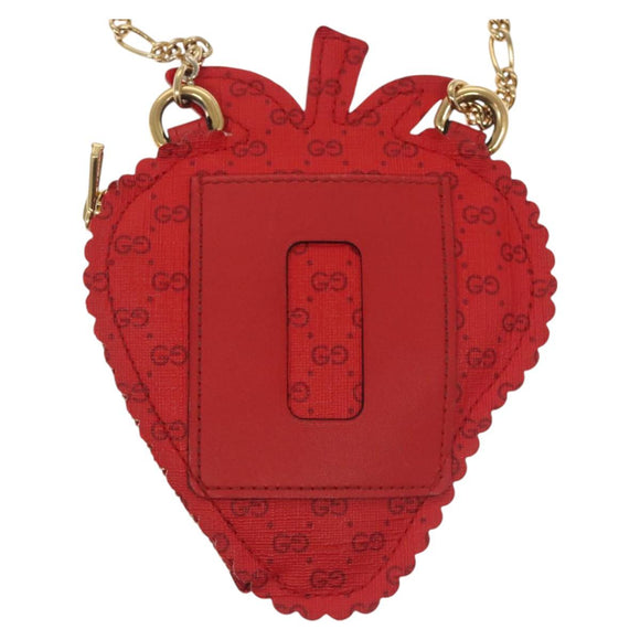 GUCCI Micro GG Supreme Chain Pouch Shoulder Bag PVC Red 576495 Auth 116081V