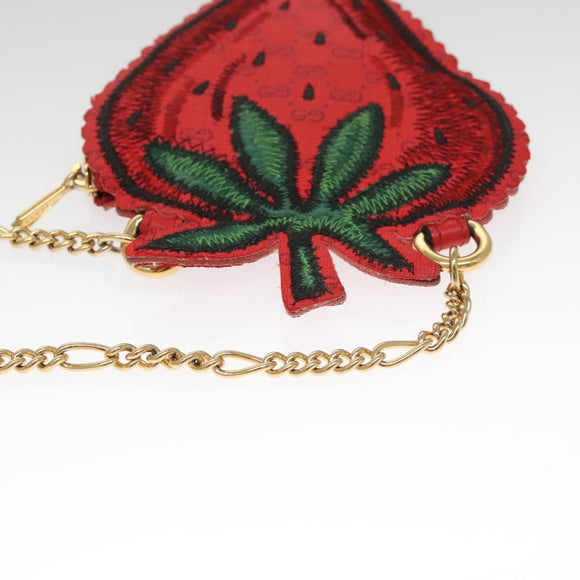 GUCCI Micro GG Supreme Chain Pouch Shoulder Bag PVC Red 576495 Auth 116081SAV