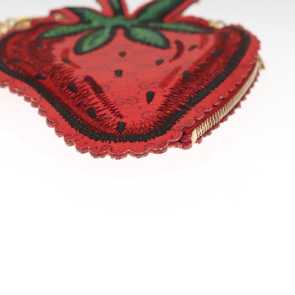 GUCCI Micro GG Supreme Chain Pouch Shoulder Bag PVC Red 576495 Auth 116081SAV