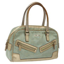 GUCCI GG Canvas Hand Bag Light Blue Gold 000 0852 Auth 116100-1