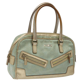 GUCCI GG Canvas Hand Bag Light Blue Gold 000 0852 Auth 116100