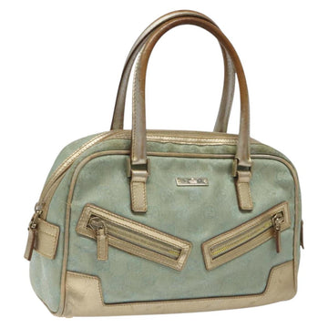 GUCCI GG Canvas Hand Bag Light Blue Gold 000 0852 Auth 116100