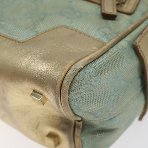 GUCCI GG Canvas Hand Bag Light Blue Gold 000 0852 Auth 116100