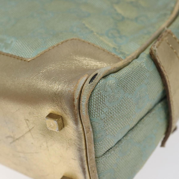 GUCCI GG Canvas Hand Bag Light Blue Gold 000 0852 Auth 116100