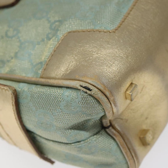 GUCCI GG Canvas Hand Bag Light Blue Gold 000 0852 Auth 116100