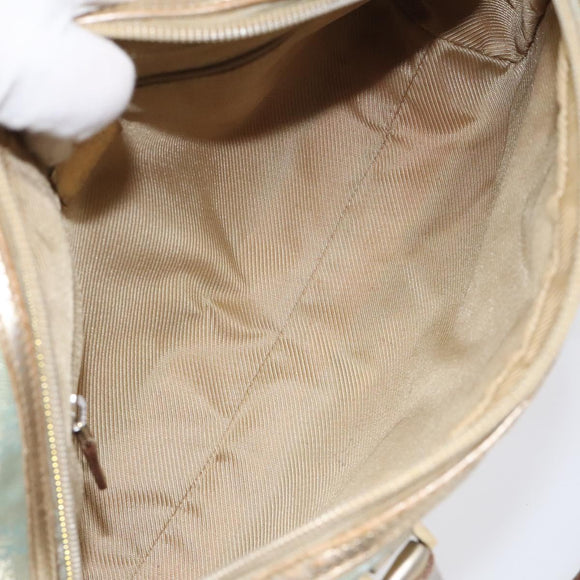 GUCCI GG Canvas Hand Bag Light Blue Gold 000 0852 Auth 116100