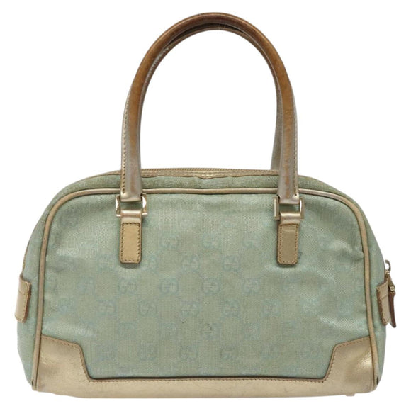 GUCCI GG Canvas Hand Bag Light Blue Gold 000 0852 Auth 116100