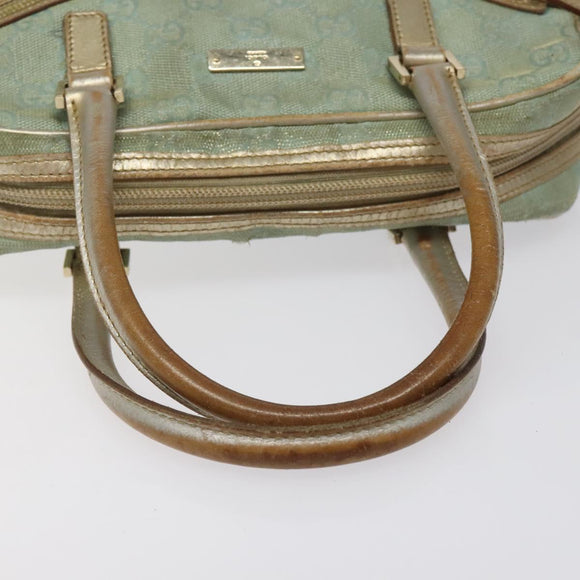 GUCCI GG Canvas Hand Bag Light Blue Gold 000 0852 Auth 116100
