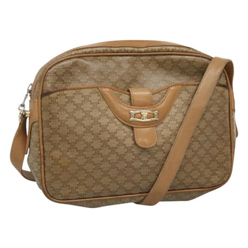 CELINE Macadam Canvas Shoulder Bag PVC Beige Gold Auth 116101